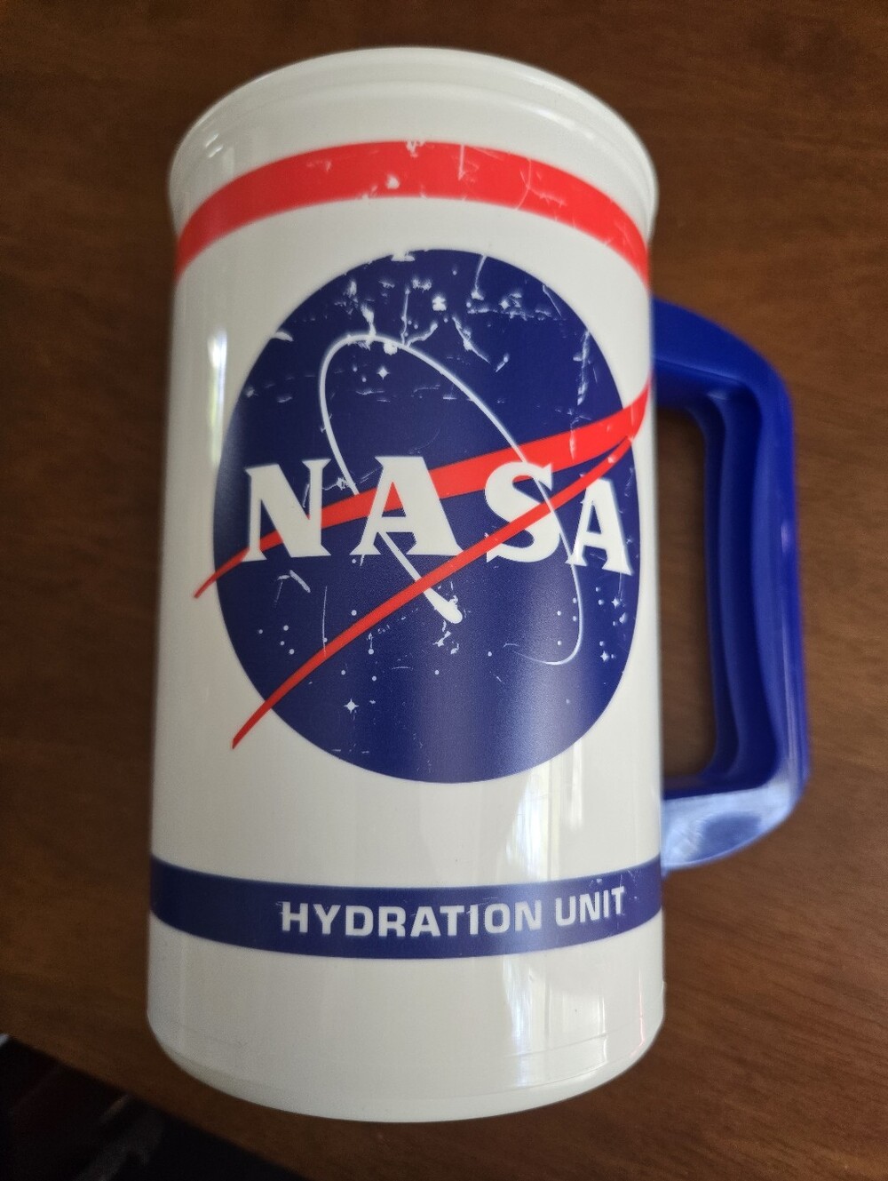 NASA's White and Blue Hydration Unit Travel Mug